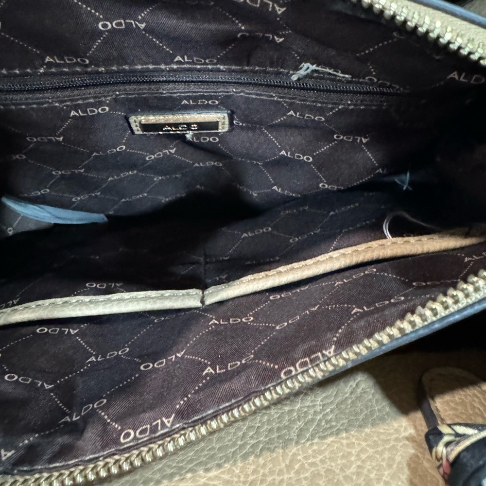 ALDO woman's tan satchel with scarf purse - Picture 8 of 12